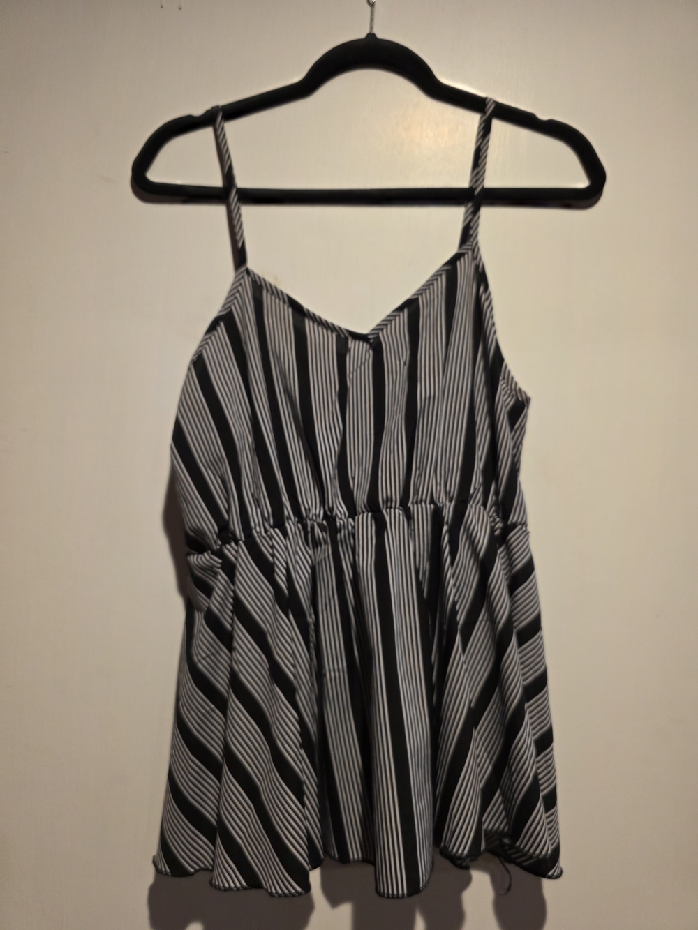 Striped Black & White Spaghetti Strap Camisole Top
